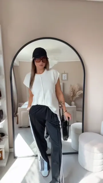 Pantalon Adi Palazzo Adibreak Premium - Negro - Video 6