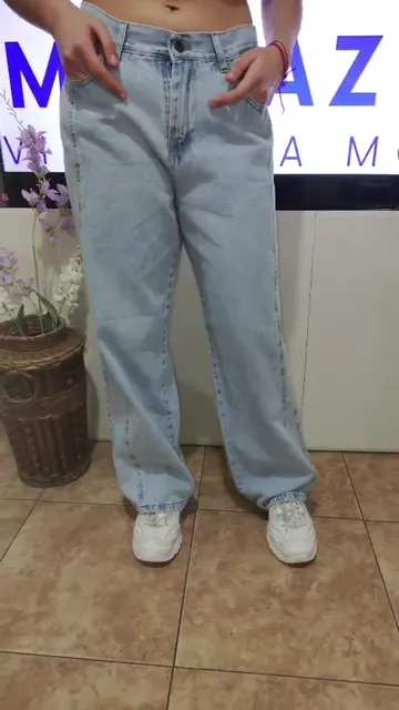 Jean Wide Leg Pierna Ancha Rígido Tendencia Mar Azul (artículo 513) - Video 4