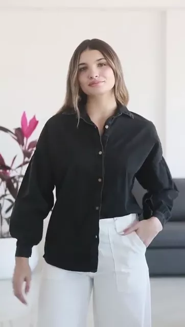 Camisa de Jean Manga Globo - Video 8
