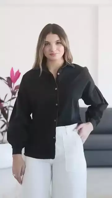 Camisa de Jean Manga Globo