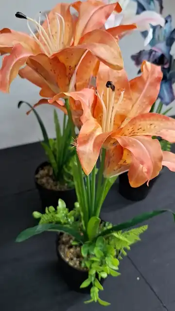 Flores Artificiales Lirios Realistas Maceta