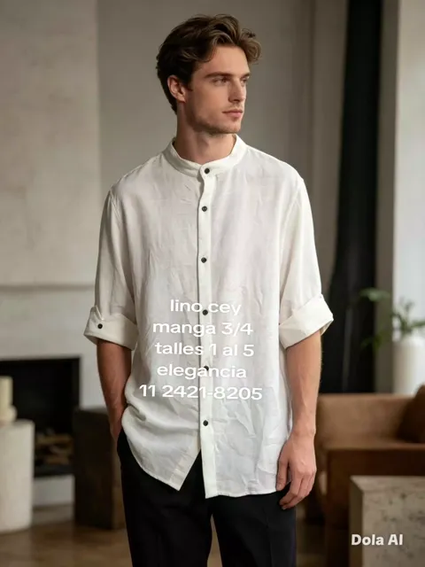 Camisas Lino Cey Manga 3/4 Hombre - Video 7