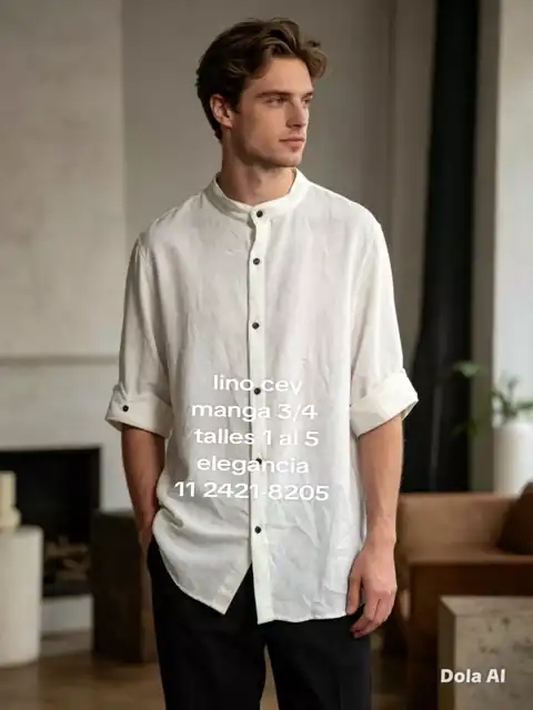 Camisas Lino Cey Manga 3/4 Hombre